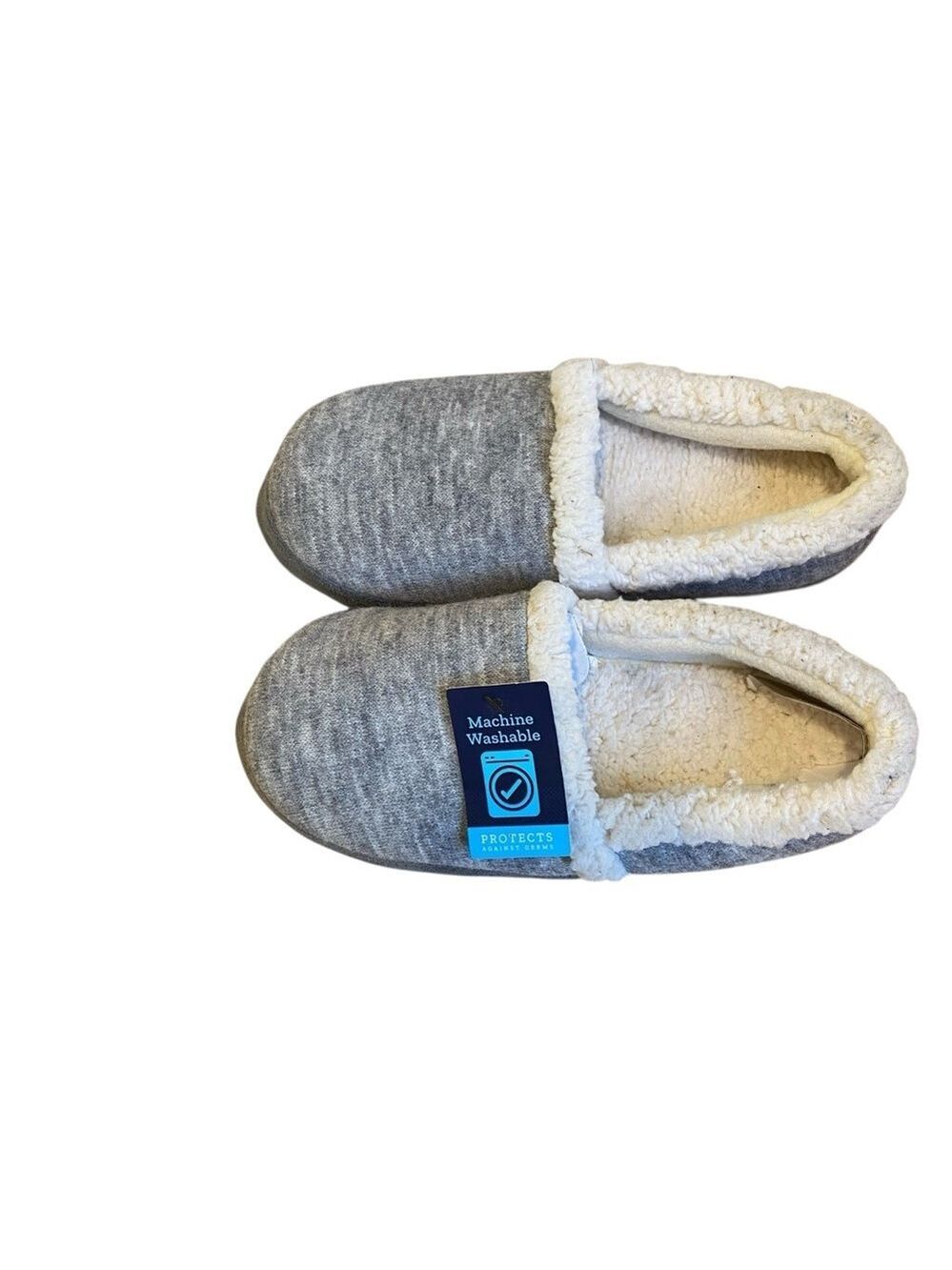 Isotoner slippers fauxfur grey NWT machine washable original tag 6.5 7 7.5